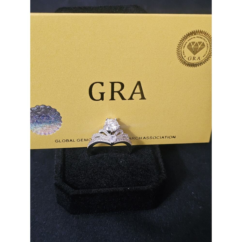 Size8-925 sterling silver GRA Certified 1.0 carat Moissanite Engagement Ring